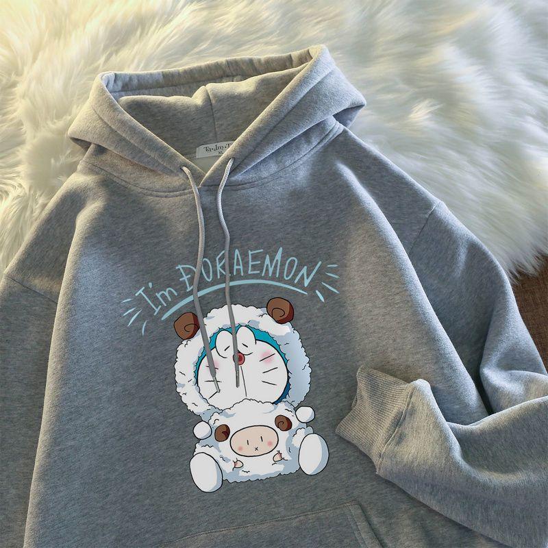 Áo Len Có Mũ Doraemon Cho Người Nổi Tiếng Trên Internet, Trang Phục Cặp Đôi, Ins, Mùa Thu Và Mùa Đông, Đa Năng, Thường Ngày, Áo Khoác Rộng, Áo, Thời Trang Nam Và Nữ 5
