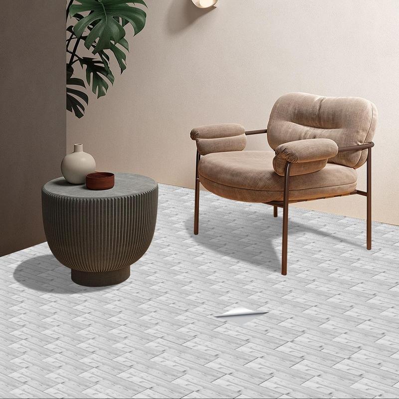Wood Grain Floor Stickers, 10pcs Peel & Stick Floor Stickers, Thickened Frosted Vinyl Waterproof Non-slip Floor Tile Stickers for Living Room Bedroom Renovation Decoration 4