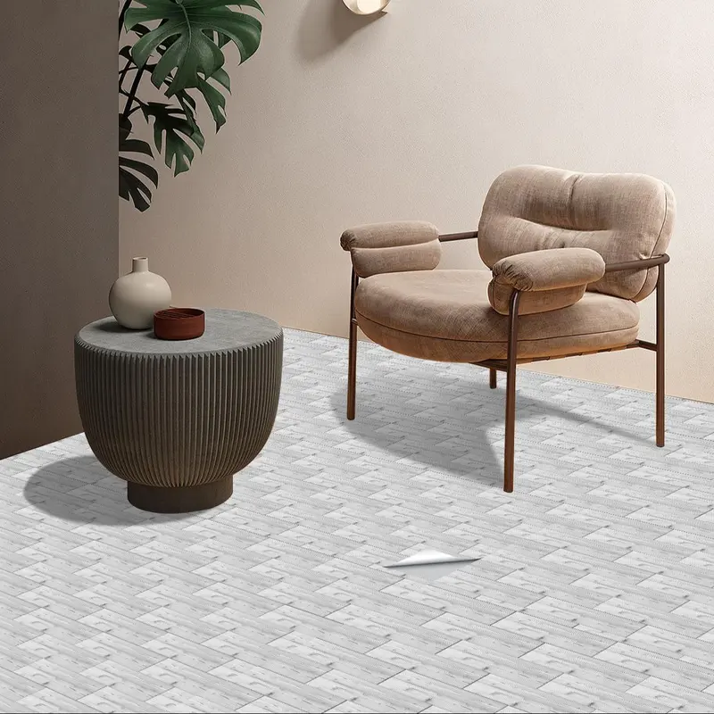 Wood Grain Floor Stickers, 10pcs Peel & Stick Floor Stickers, Thickened Frosted Vinyl Waterproof Non-slip Floor Tile Stickers for Living Room Bedroom Renovation Decoration 4