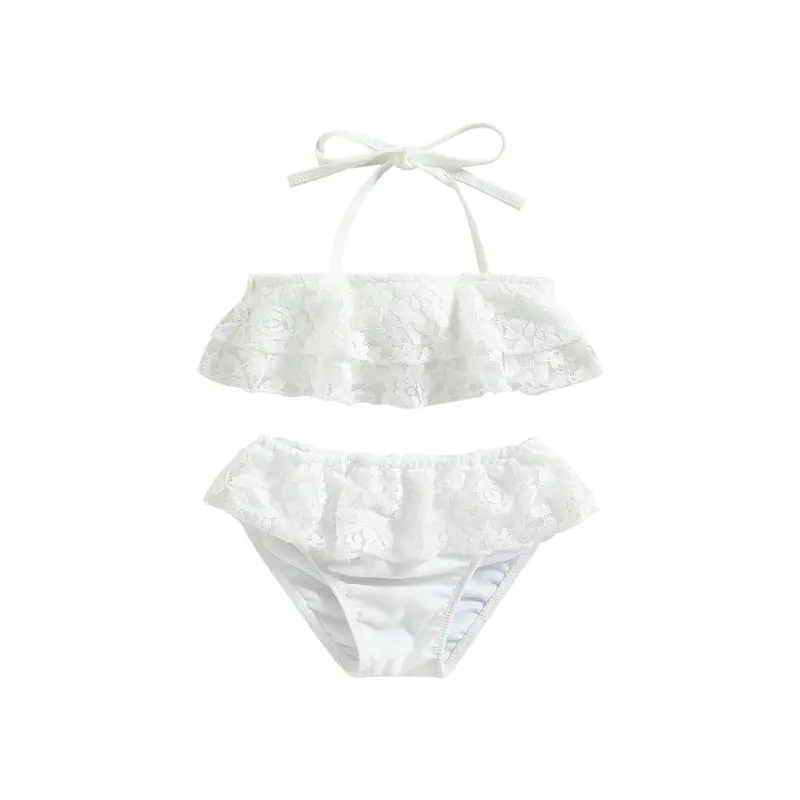 Áo Tắm Hai Mảnh Cho Bé Gái Mới Biết Đi, Không Tay, Áo Ren Cổ Yếm, Bộ Đồ Bơi Và Đáy Bikini, Mùa Hè Đệm 4