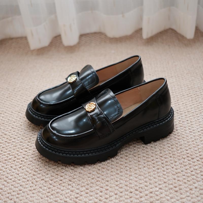  Giày nữ Oxford lười đính khuy tròn đế cao 4,5cm 603-6  WOOD SHOES  