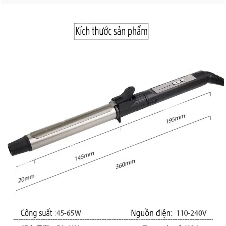 Máy uốn tóc, làm tóc xoăn lọn trục xoay 360 độ [5 mức chỉnh nhiệt] 2
