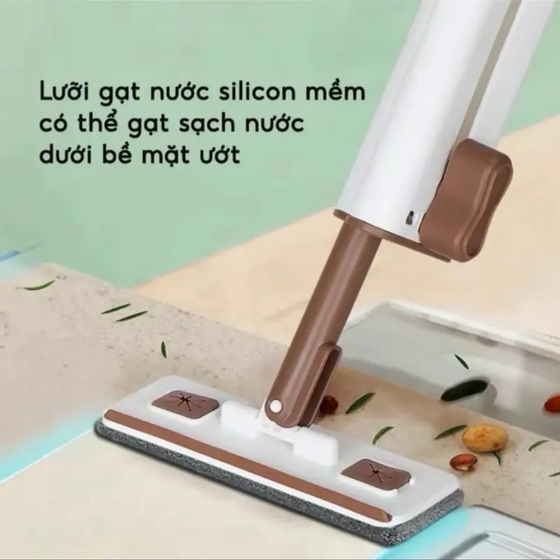 Cây lau bếp tự vắt mini phiên bản mới, lau bếp tiện lợi- dễ dàng vệ sinh không gian bếp, có gạt nước, bàn chải tháo rời cayla umini 2