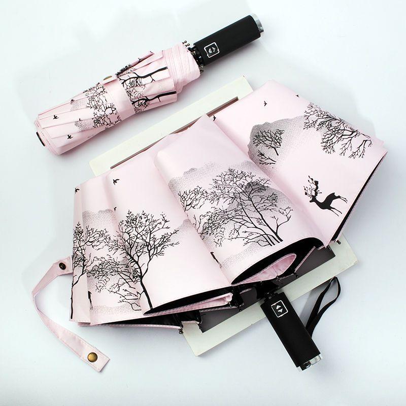 Product Introduction of Valley Elk Ink Painting Retro Style Umbrella Rain Dual-Use Folding Sun Protection Umbrella Sunscreen and Rain-Proof Automatic plus-Sized Double 19