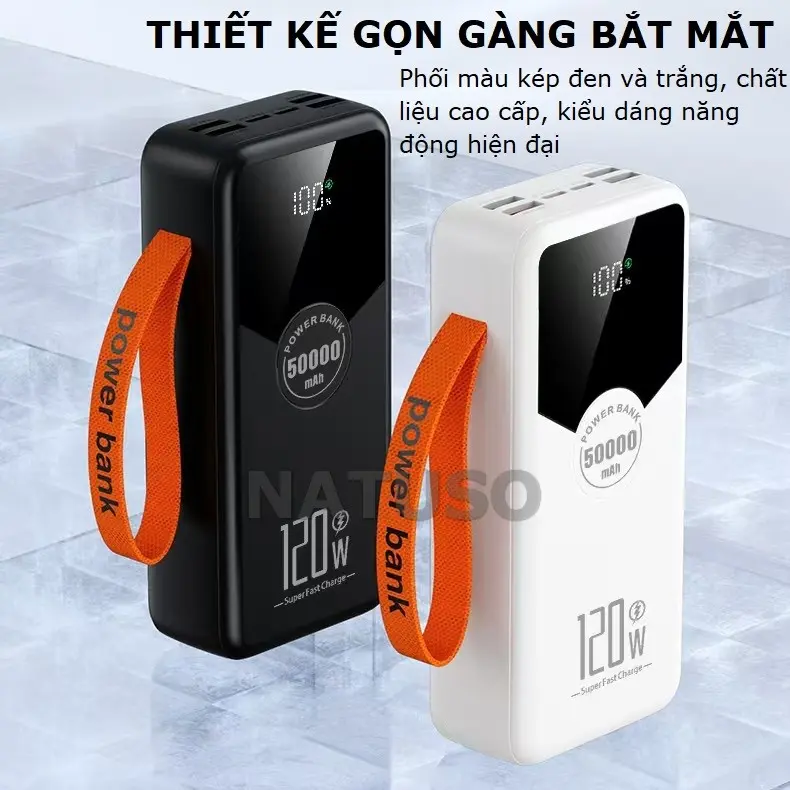 [Tặng sạc 3 đầu] Pin sạc dự phòng NT30 dung lượng lớn 30000mAh sạc nhanh 22,5W tích hợp dây sạc 1