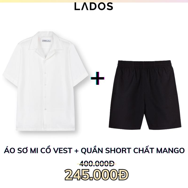 combo 2 món Áo sơ mi cổ vest 8109 kèm quần short đùi có túi chất mango trẻ trung LADOS-4099 chất lụa ít nhăn