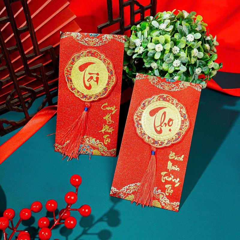 Product Introduction of [ 1 phong bao lì xì tết ] BAO LÌ XÌ ÁNH NHŨ KIM TUYẾN, câu chúc cát tường, mẫu mã sang trọng 29