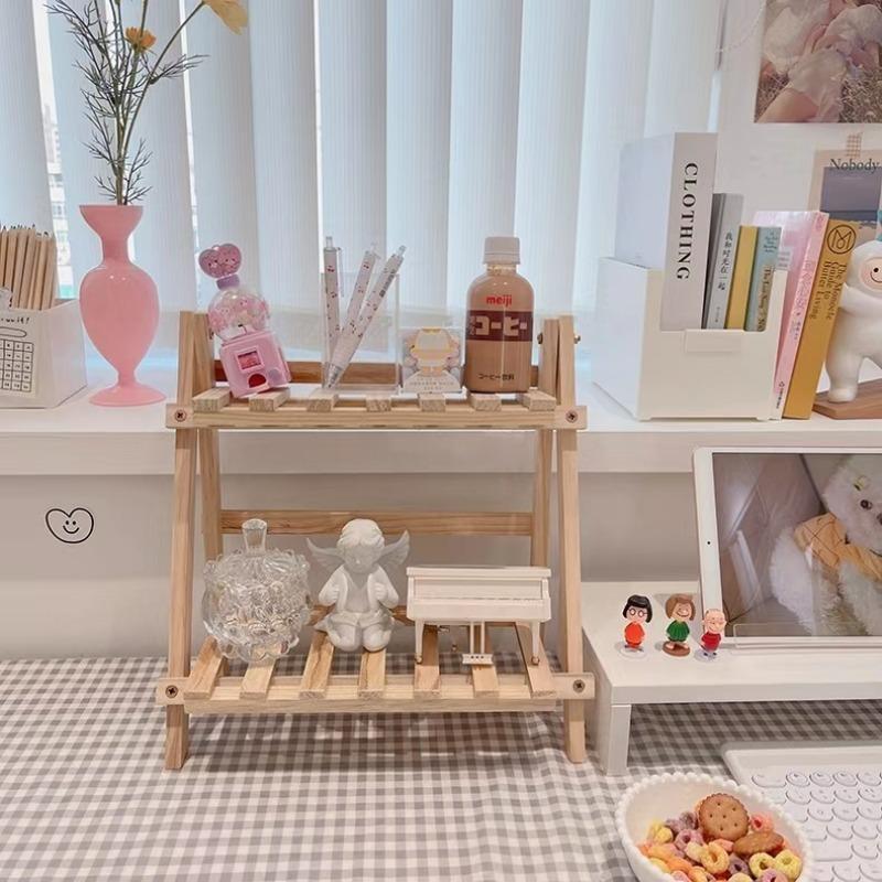 Wooden Desktop Storage Rack, 1 Count Double Layer Desk Organizer, Desk Storage Shelf for Home Office, Summer Home Decor Shelf, Home Organizer, Desk Accessories, House Organizers 9