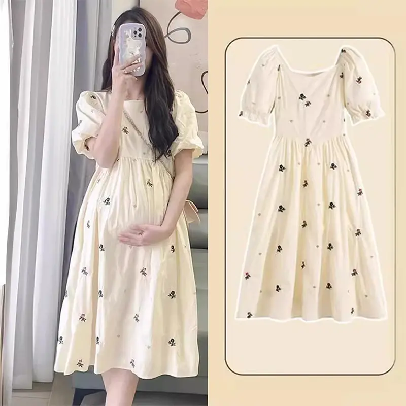 Trang Phục Bà Mang Thai, Thời Trang Mùa Hè, Váy Chữ A, Dáng Rộng Vừa Vặn, Ngắn Tay, Váy Búp Bê Cho Mẹ Mang Thai, Thiết Kế In Hình, Hàng Mới Về