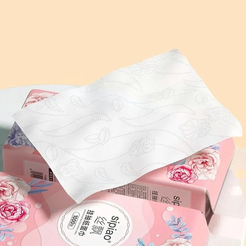 Thùng 10 Bịch Giấy Treo Đa Năng SIPIAO Hoa Hồng, Khăn Rút Treo Trường, mỗi bịch 1000 tờ dai mềm từ bột tre. 6