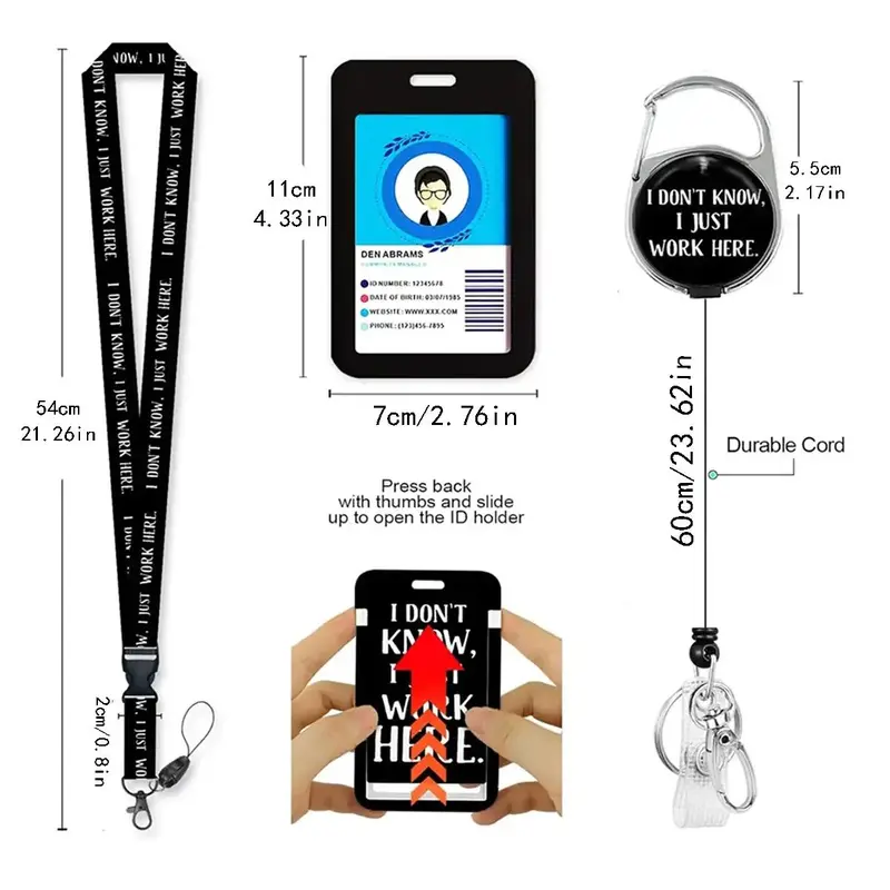 Retractable Badge Holder with Detachable Lanyard, 1 Set ID Badge Holder for Office, School, Hospital 1