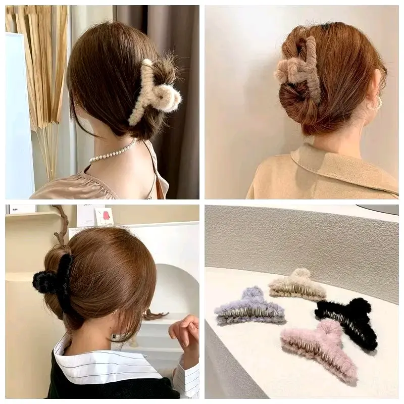 kẹp tóc lông .kẹp cá mập phủ lông cho Nữ  Women Voi