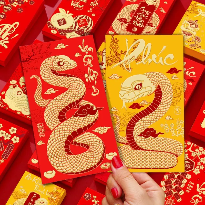 🔥 2025 Year of the Snake New Vietnamese Red Envelope Creative Zodiac New Year Lucky Money Envelope Spring Festival Red Packet Shell