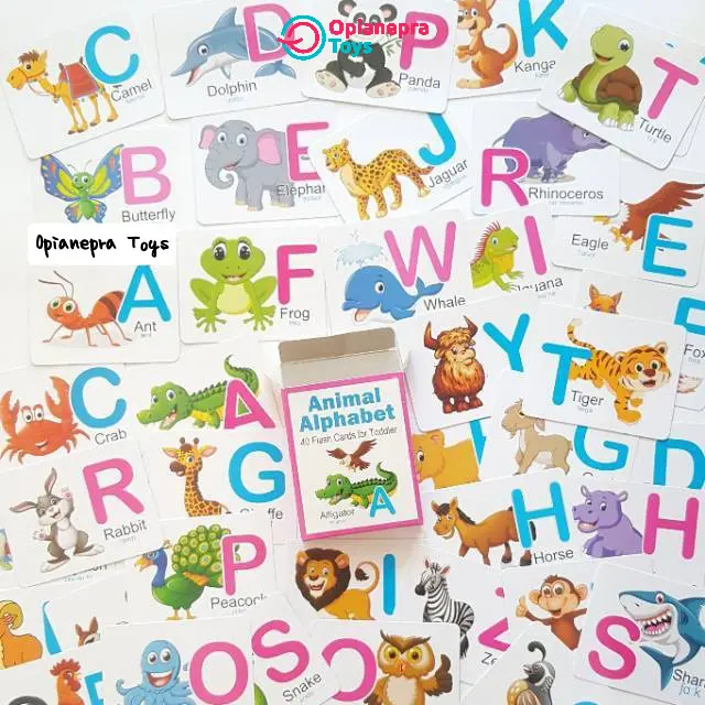 Flash Card Kartu Pintar Animal Hewan Binatang Alphabet Alfabet Huruf Glossy Tebal - 40 Lembar 4