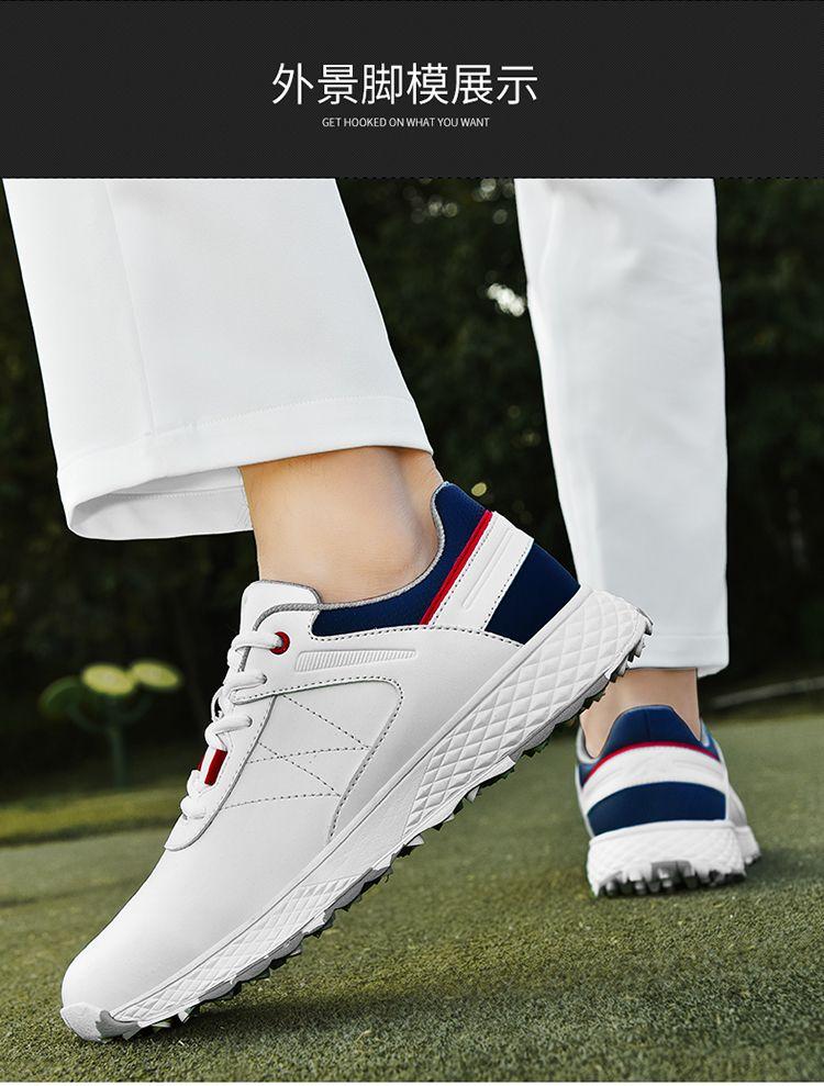 Product Introduction of New Golf Shoe Men and Women Couple Models White Shoes Fixed Studs Non-Slip Waterproof Professional Training Shoes Qx24025 17