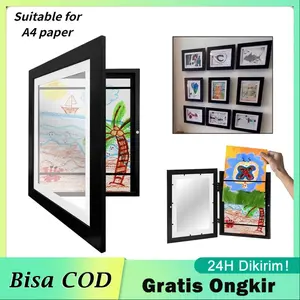 【Dikirim dlm 24jam】 Kids Art Frame A4 Photo Storage Frame Front Aperture Variable Image Display For Kids Art Drawing Painting Mother'S Day Foto Gambar Penyimpanan Pajangan Dekorasi Rumah