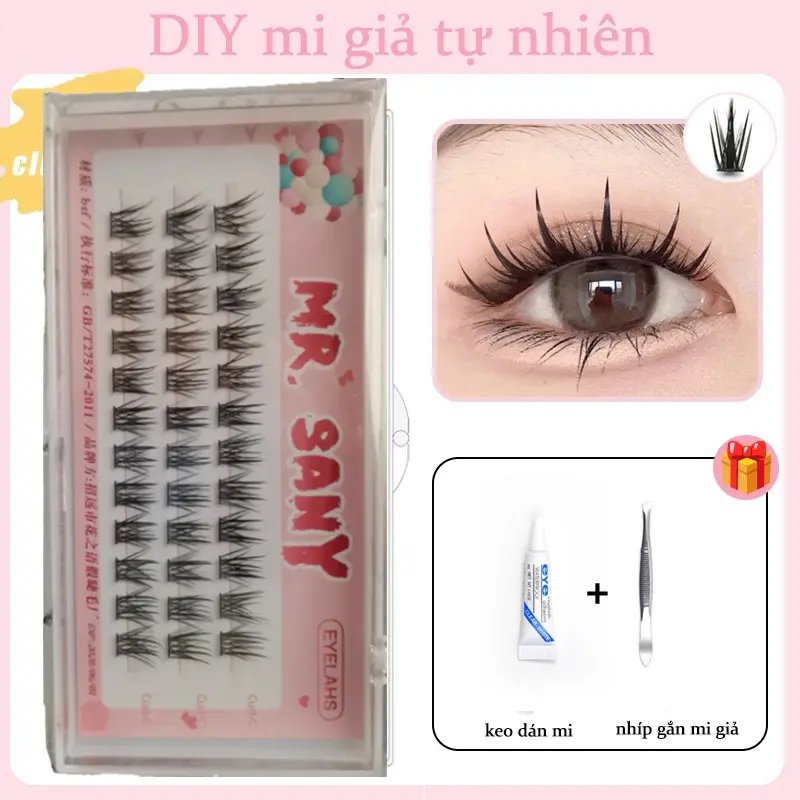 eyelash extensions set reusable diy false eyelashes m14 3D c curl nesura eyelash extension d curl Individual Mink Jia Grafted Free Glue Feather Fan False Eyelashes Bionic Material Natural Hot Melt Lazy Trilogy Self-Grafting Soft Novice emlen eyelashes