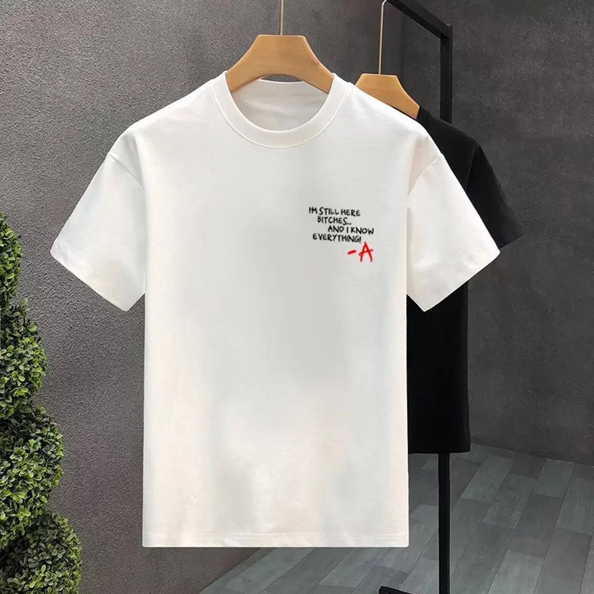 Áo thun nam, áo phông nam basic in hình Still Here tay ngắn cổ tròn Unisex chất liệu cotton 1oo% co giãn 4 chiều mềm mại
