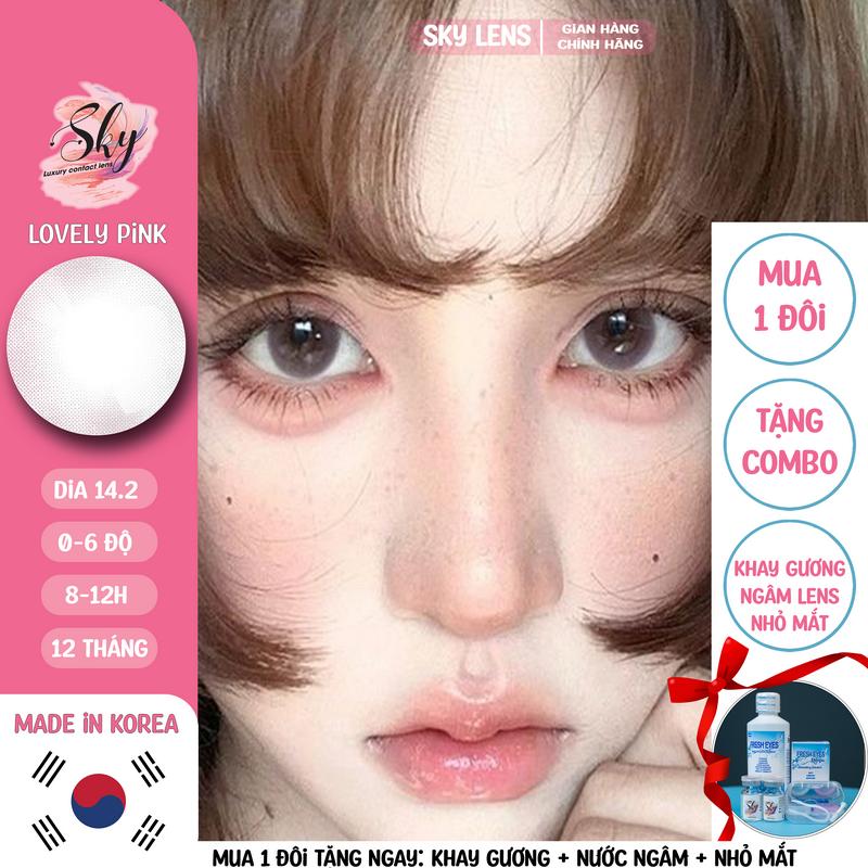 Lens Lovely Pink 14.20 (SK104-1chiếc) - Sky Lens Kính Áp Tròng Hàn Quốc - Lens Cận Women