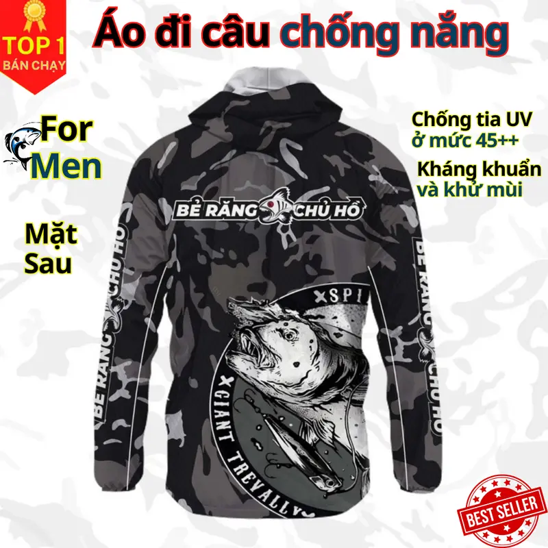 Áo câu cá thời trang chống nắng F03 đen trắng đủ size từ 50-85kg - Áo đi câu chất liệu chống tia UV cao cấp D Danido Sport 3