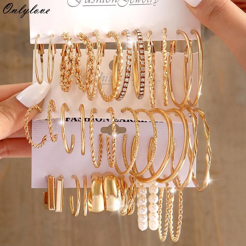 Bộ Bông Tai Thả Trái Tim Và Bướm Cổ Điển Cho Nữ Bông Tai Vòng Vàng Phụ Kiện Trang Sức