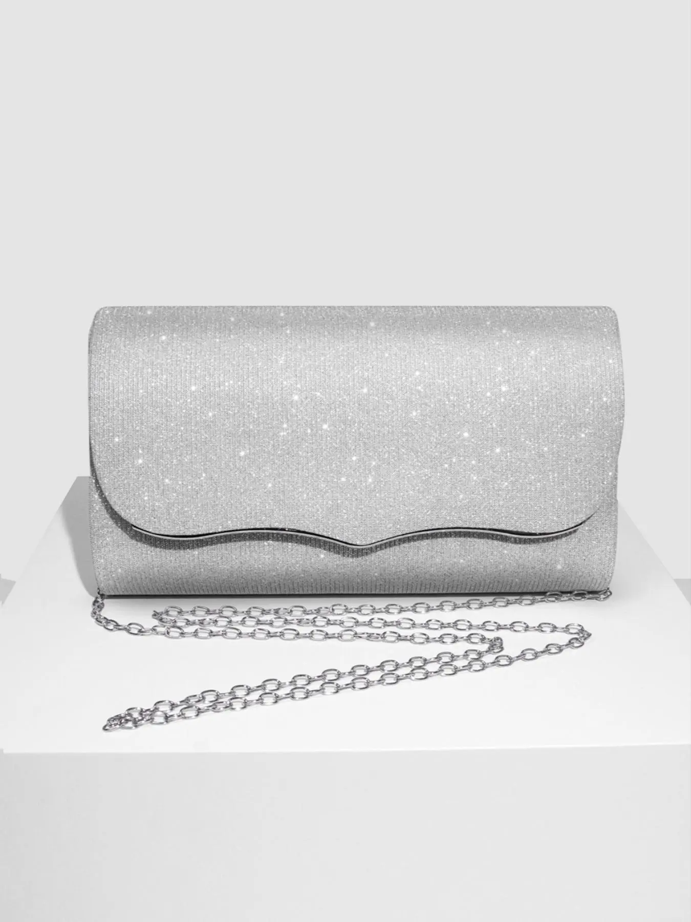 Women's Glitter Evening Bag, Fashionable Chain Strap Clutch Bag for Party, Trendy All-match & Exquisite Bag for Birthday Gift
