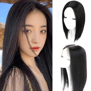 Female Straight Hair Wig Increase Hair Volume Natural Black Brown Long/Short Middle Parted Hair Piece Hair Topper Wig