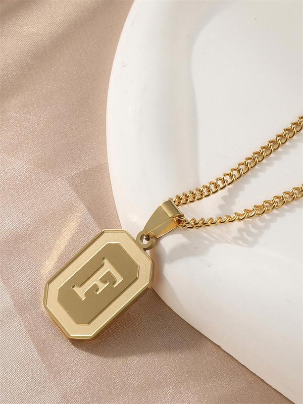 Fashion Letter Detail Pendant Necklace for Men & Women, Simple Casual Style Stainless Steel Jewelry for Daily Wear, Trendy All-match & Exquisite Jewelry for Birthday Gift 4