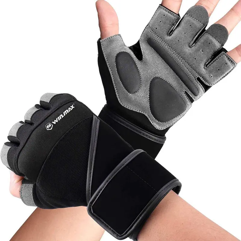 Durable Weight Lifting Gloves, 1 Pair Half-finger Breathable Protection Powerlifting Wrist Support Sports Gloves, Training Exercise Gloves for Men & Women, Hand Gloves for Gym, Gym Accessories, Workout Equipment 0