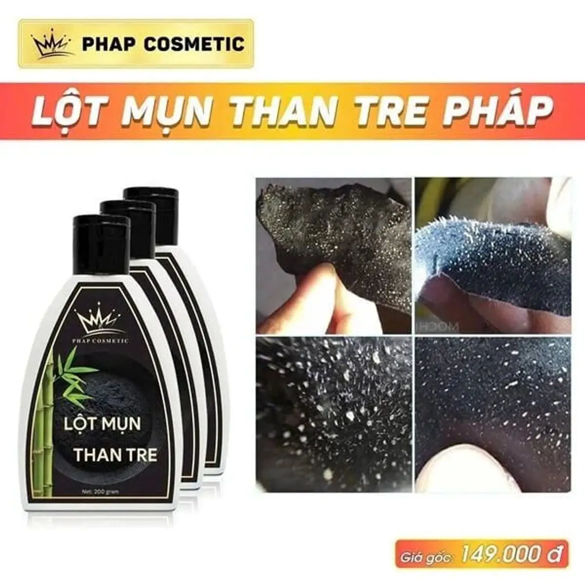 Gel lột mụn đầu đen mũi than tre hoạt tính Pháp Cosmetic hộp 200gr khối lượng tịnh