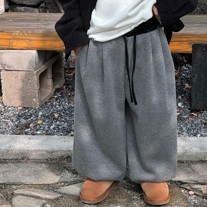 Quần nỉ cho bé trai cạp da có lót nỉ màu xám lông chuột  hàng Fanshud