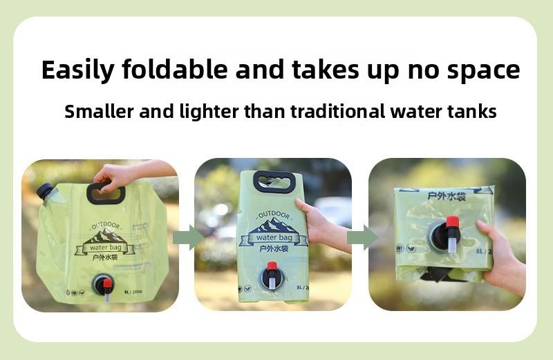 Product Introduction of Túi Lưu Trữ Nước Cầm Tay Có Thể Gập Lại, Dung Tích Lớn, Thích Hợp Cho Các Môn Thể Thao Ngoài Trời Và Cắm Trại, Leo Núi, Xô Nhựa Vòi, Túi Vòi Phun, Sức Chứa Lớn 8