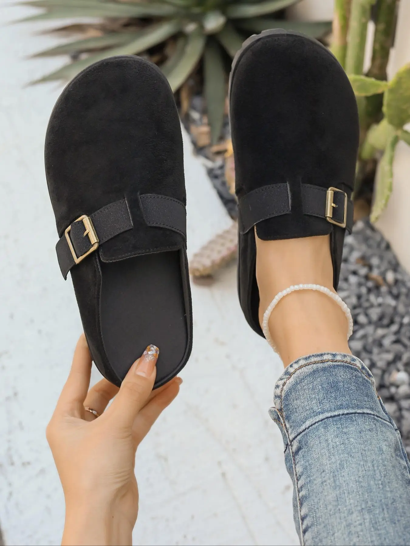 Women's Fashionable Solid Color Slides, Casual Comfortable Flat Sandals for Indoor Outdoor Wear, Non-slip Slippers for Daily Wear, Walking Shoes
