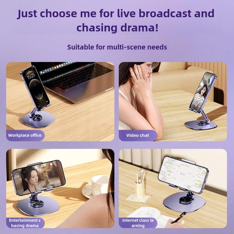 Product Introduction of 360° Rotatable Foldable Phone & Tablet Holder, Adjustable Height Phone Stand, Universal Tablet & Phone Accessories for Home Office 4