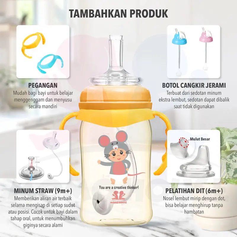 MOMO HOUSE PPSU Botol Susu Bayi Botol Bayi Wide Neck Bottle Botol Susu Baby Botol Bayi Ppsu Accessories Minum 8