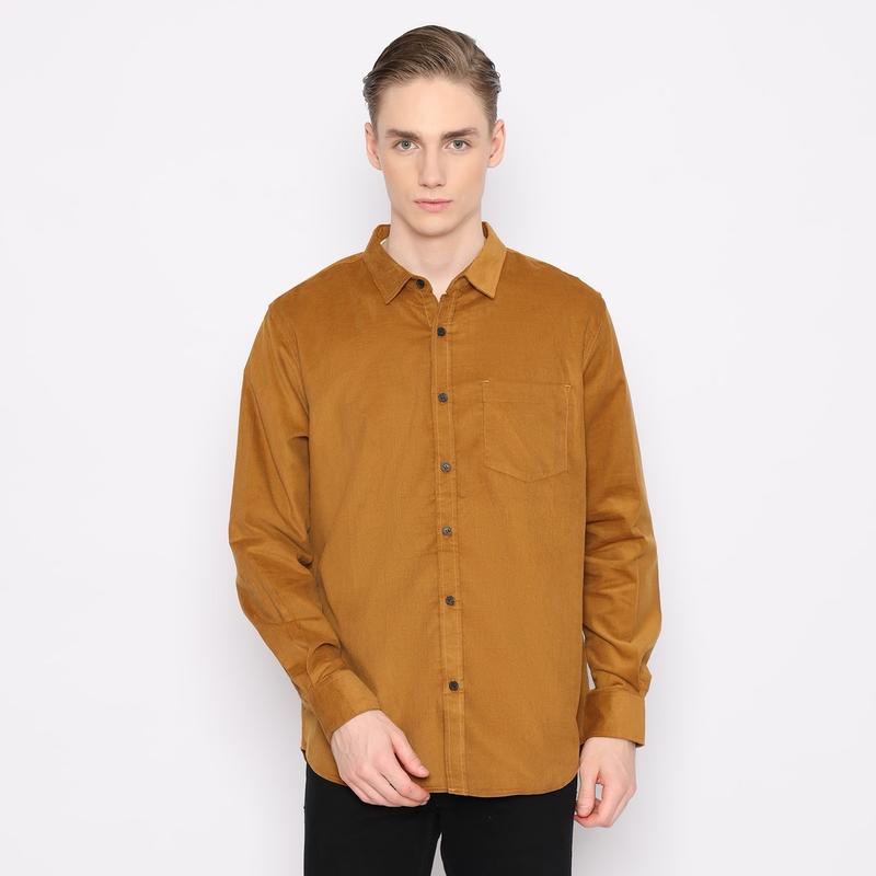 HELTEN Kemeja Corduroy Warna Kubus Gold Maroon Biru Mint Army Abu  Navy Hitam Putih Krem Coklat Muda Hijau Tua Lengan Panjang Comfort Slim Varian Warna Pria Baju Katun Kantor Casual Distro 3
