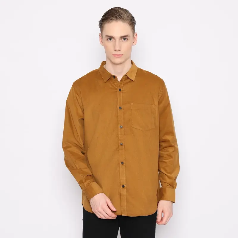 HELTEN Kemeja Corduroy Warna Kubus Gold Maroon Biru Mint Army Abu  Navy Hitam Putih Krem Coklat Muda Hijau Tua Lengan Panjang Comfort Slim Varian Warna Pria Baju Katun Kantor Casual Distro 2