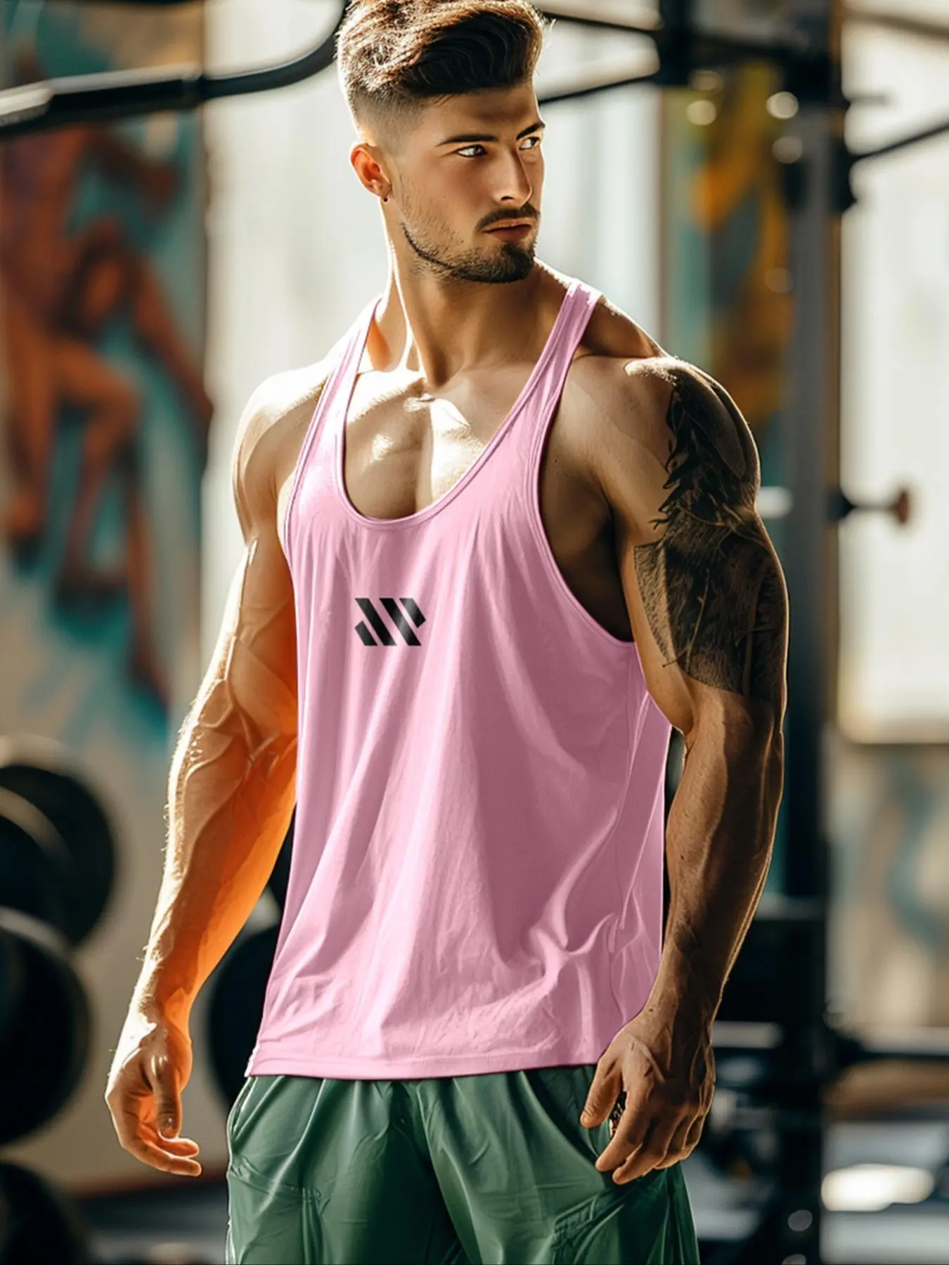 Men's Regular Fit Sports Tank Top, Casual Sporty Breathable Comfortable Sports Vest for Gym Workout Running, Menswear for Summer Active Indoor Outdoor Wear, Workout Clothes