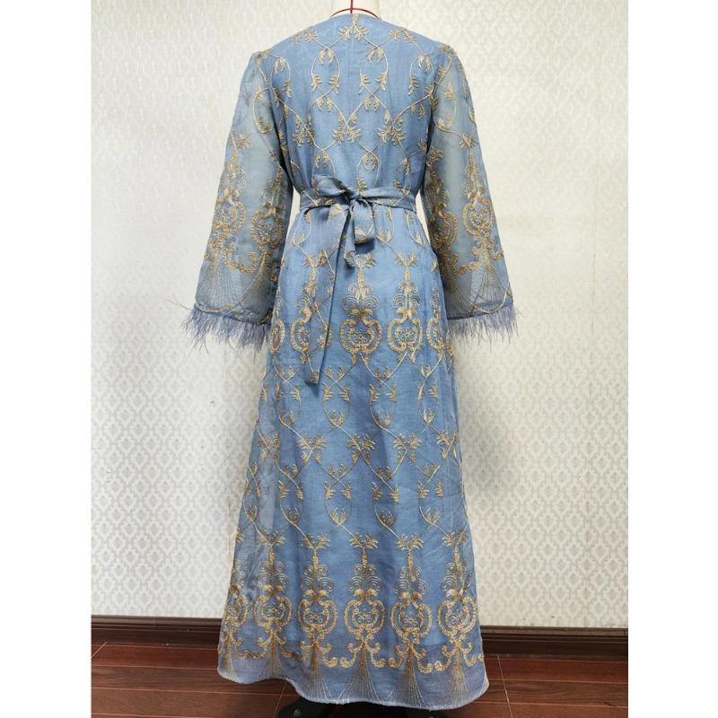 Product Introduction of New Embroidered Sticker Dress Muslim Party Banquet Robe 15
