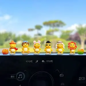 6Pcs Mainan Nailong Dino Kuning Nailong Mini Lucu Figure Set Dekorasi Mobil Populer/Dekorasi Desktop