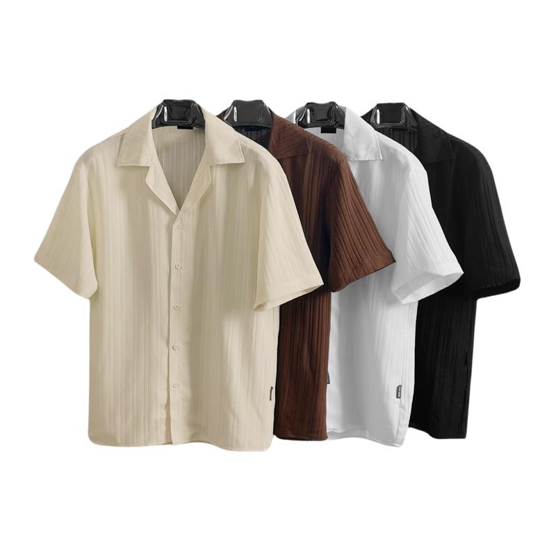  Áo Sơ mi cộc tay Marvis ODIN CLUB Áo sơ mi ngắn tay nam nữ cổ áo cuban form rộng chất liệu đũi gân 