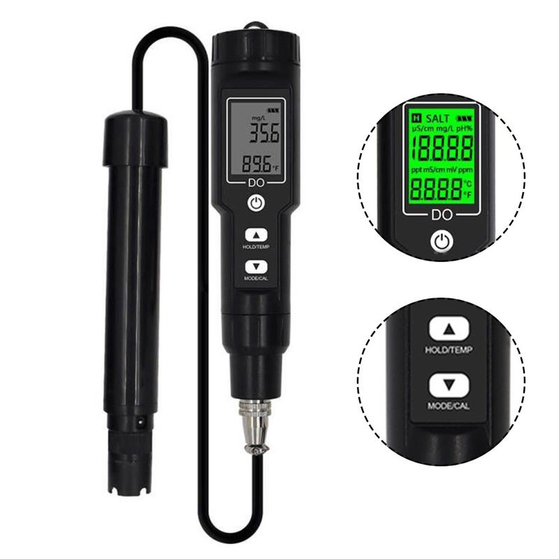 Portable DO9100 Digital Dissolved Oxygen Meter 0.0-40.0 mgL Waterproof ...