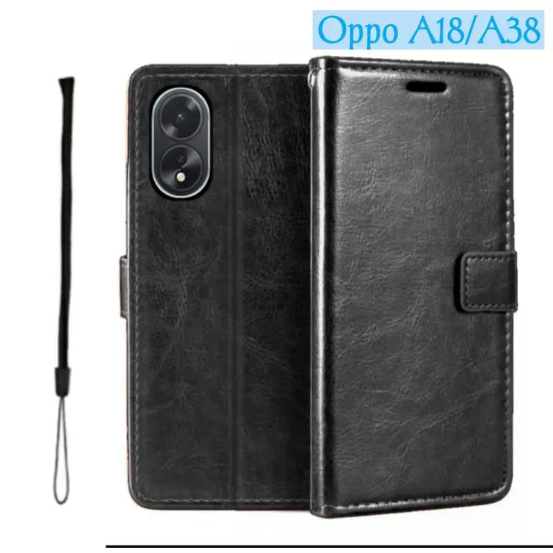 Case Untuk Hp Oppo A18 A38 Cph2579 Cph2591 Flip Cover Wallet Sarung Hp Casing Dompet Flip Magnet 3