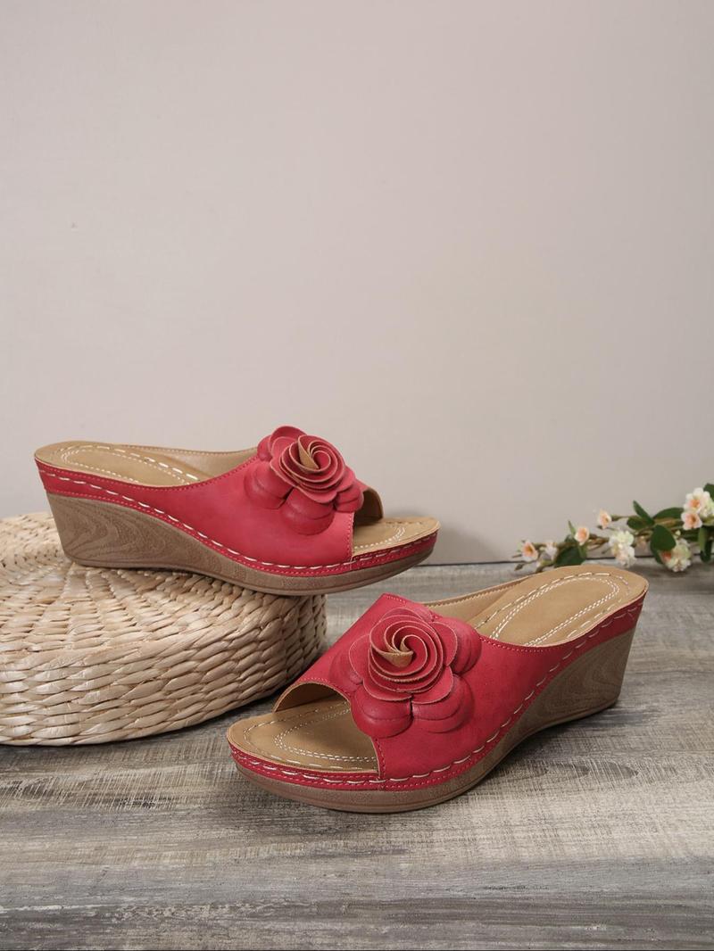Product Introduction of Women's Fashionable Flower Decorated Platform Sandals, Casual Comfortable Wedge Sandals for Summer, Lightweight Fashionable Shoes for Daily Wear 5