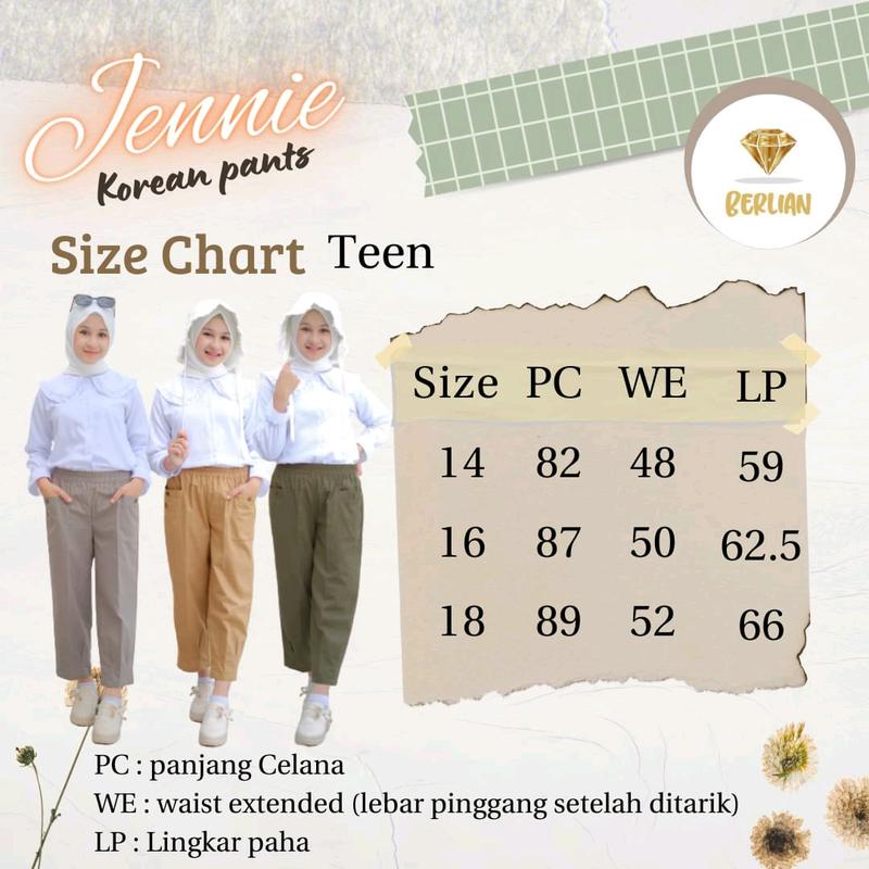 Baggy Pants Korean Style Celana Panjang Anak Perempuan Remaja Tanggung Jennie 3