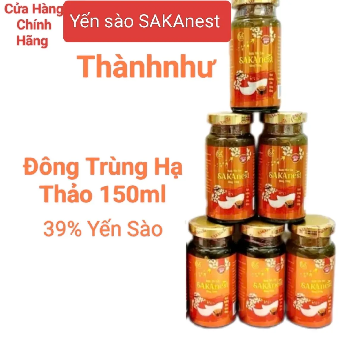 combo 10 lọ yến chưng Đông Trùng Hạ Thảo cao cấp sakanest 150ml-39% yến tươi ( không hộp ) dành cho người lớn