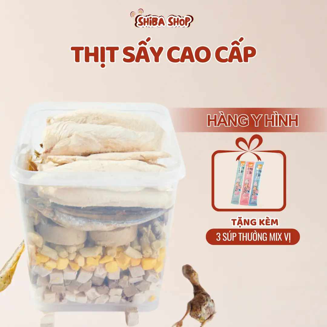 [Hàng loại 1 như hình] Thịt Sấy Đông Khô Cao Cấp YEE Mix Vị Cho Chó Mèo Hộp 680g - Tặng Voucher 20K