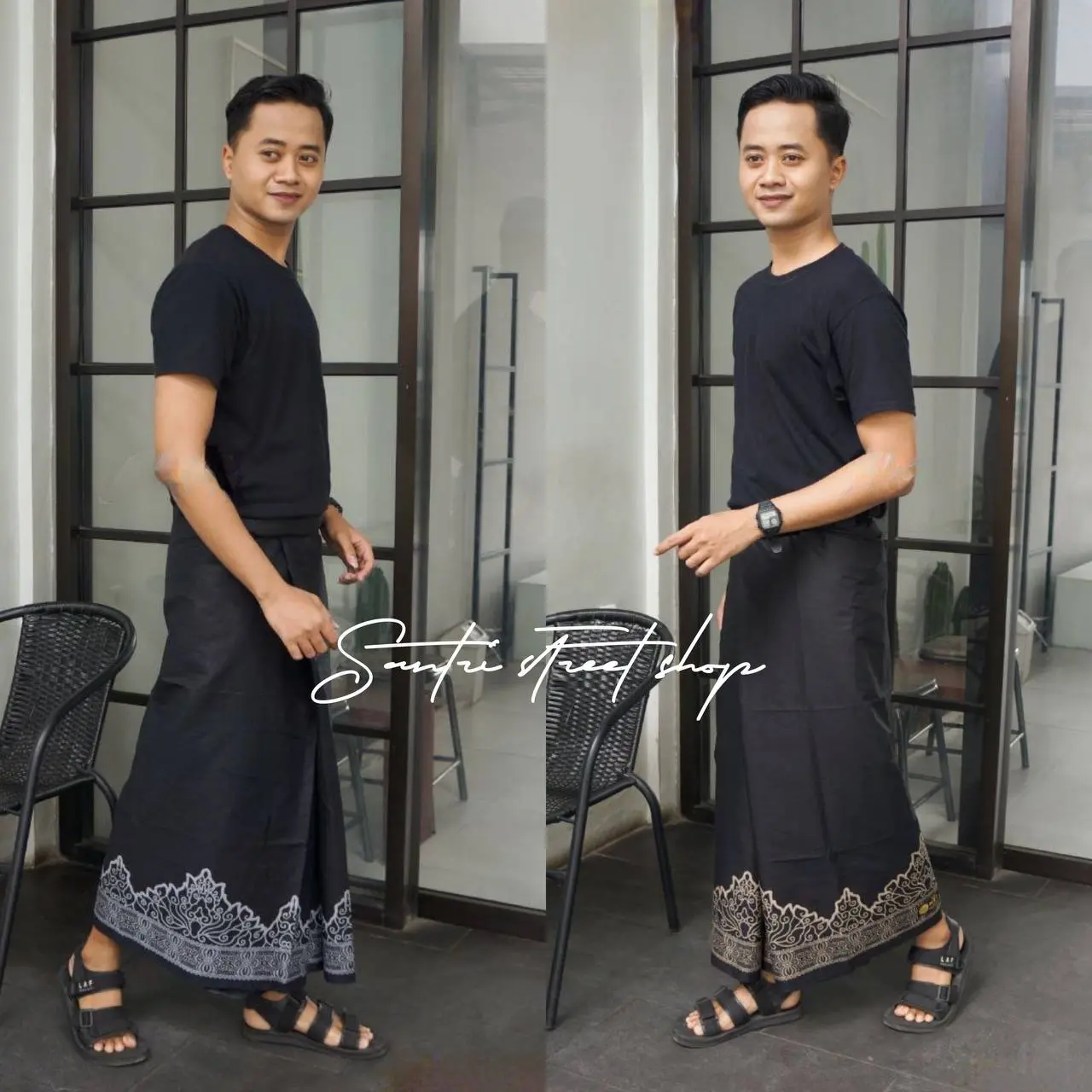 Sarung Dewasa Tumpal Polosan Hitam Dan Putih Rayon Super Premium - Santri Street Shop Exclusive Produk