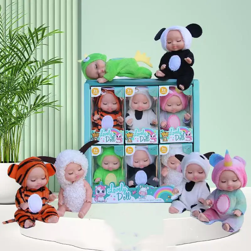 Cute Doll Set with Animal Design Clothes, 6 Counts/set Soft Flexible Joint Doll, Fashionable Dolls for Birthday Gifts, Christmas Gift