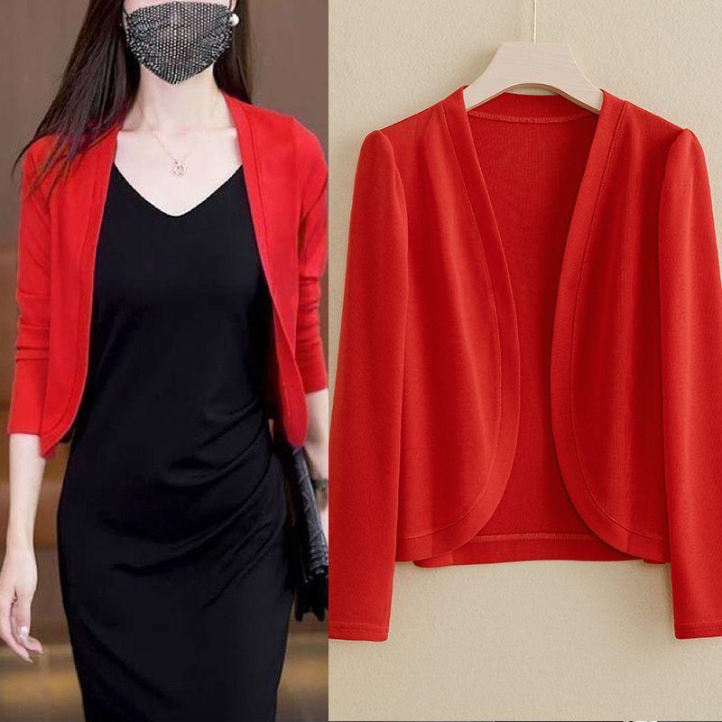 Áo Khoác Mùa Xuân, Áo Choàng Chống Nắng Lụa Lạnh Mỏng, Màu Trơn Dáng Rộng Vừa Vặn, Áo Cardigan Áo Len Ngắn, Hợp Xu hướng, Mùa Hè 2025 Jacket Nữ 1
